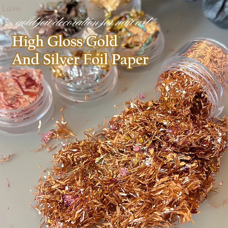 Rose Gold Silber Unregelmäßige Folie Papier Fragmente Nail art Pailletten Aufkleber Glitter DIY Maniküre UV Gel Polnisch Dekoration Werkzeuge