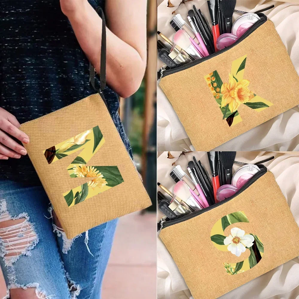 Ladies' Makeup Bag Cosmetic Pouch Zipper Imitation Cotton Travel Essentials Wash Bags Organizer Floral Printing Series Handbags