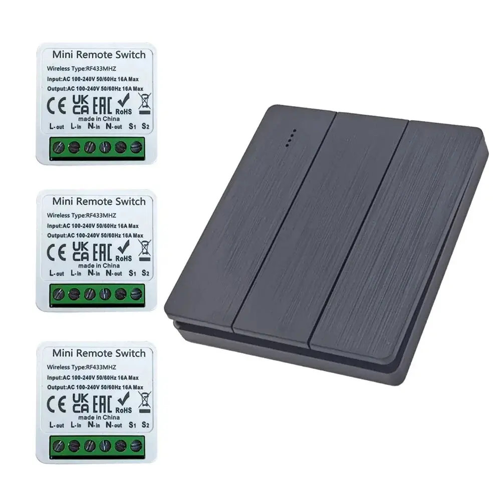 Interruptor inteligente sem fio rf 433mhz, interruptor de painel de parede 86 com controle remoto, mini receptor de relé, ventilador de lâmpada de luz led para casa
