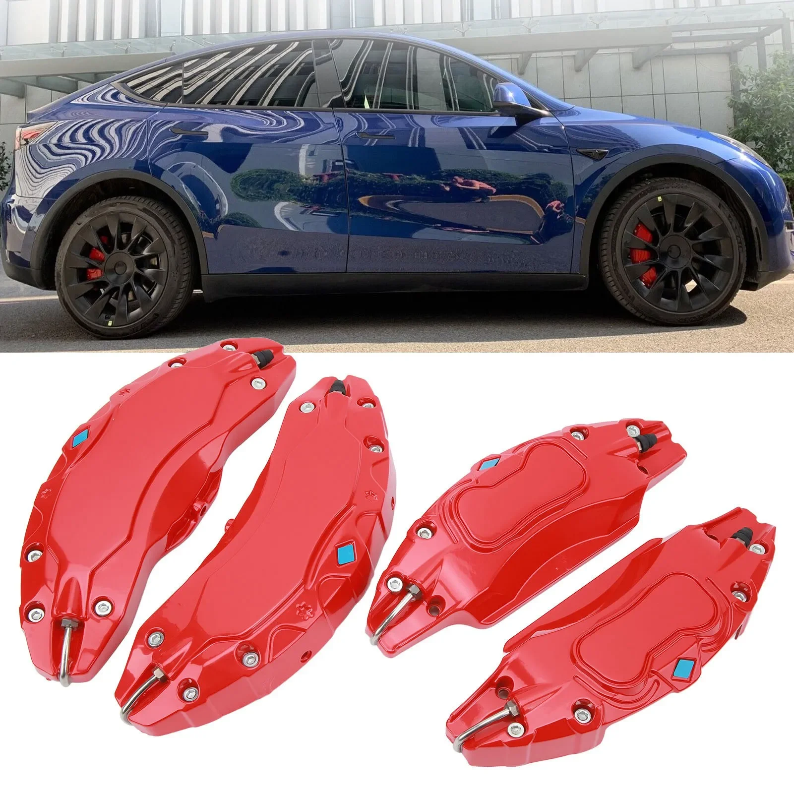 

4PCS Aluminum Alloy Wheel Hub Caliper Covers Replacement for Tesla Model Y 19/20 Inch Brake Disc Guard Protection Dissipation