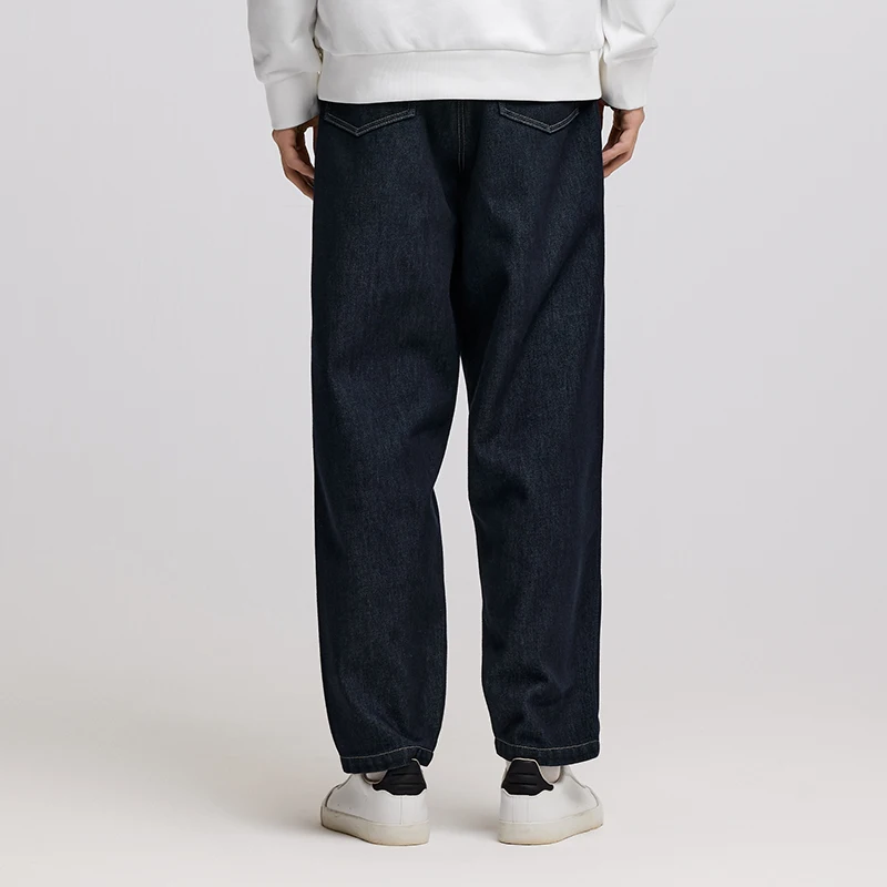 Spodnie męskie Semir Jeans 2024 zimowe, nowe, grube, luźne, zwężane, retro, z elastyczną talią, odzież męska, codzienne, na co dzień.