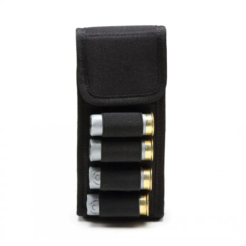 Tactical Shotgun Shell Holder Gun Bullet Molle Pouch Buttstock Ammo Pouch for Rifle Carrier 12-Gauge Hunting Airsoft Accessories