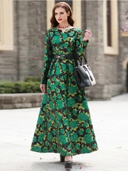 Vintage Women Party Dress Long Sleeve Floral Maxi Dresses Jacquard Autumn Elegant Women's Evening Dresses Boho Ladies clothing