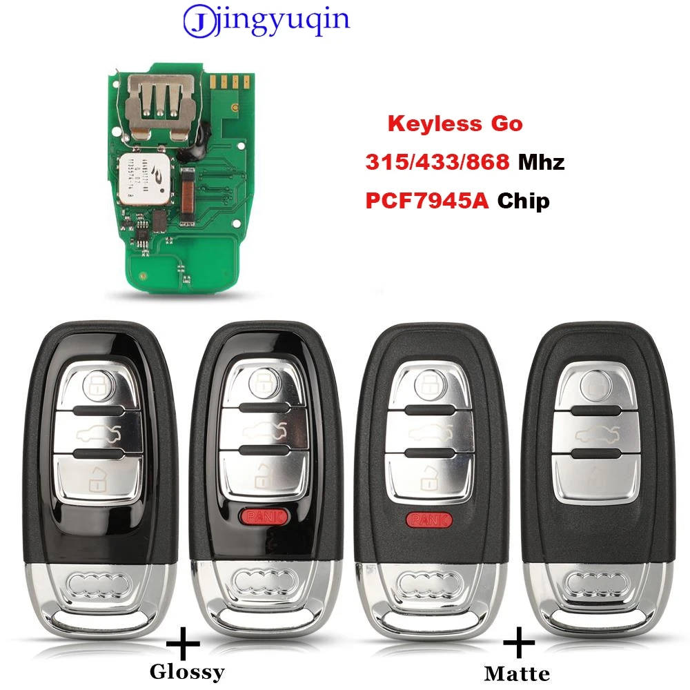 

jingyuqin Remote Car Key For Audi A4L Q5 Remote System Smart Car Key Keyless Go pcf7945a 315MHZ/433MHZ/868MHZ
