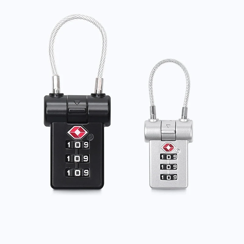 TSA Customs Code Lock for Travel Luggage Password Changeable Black Lock Contrast Design Lock 3 Digit Combination Padlock