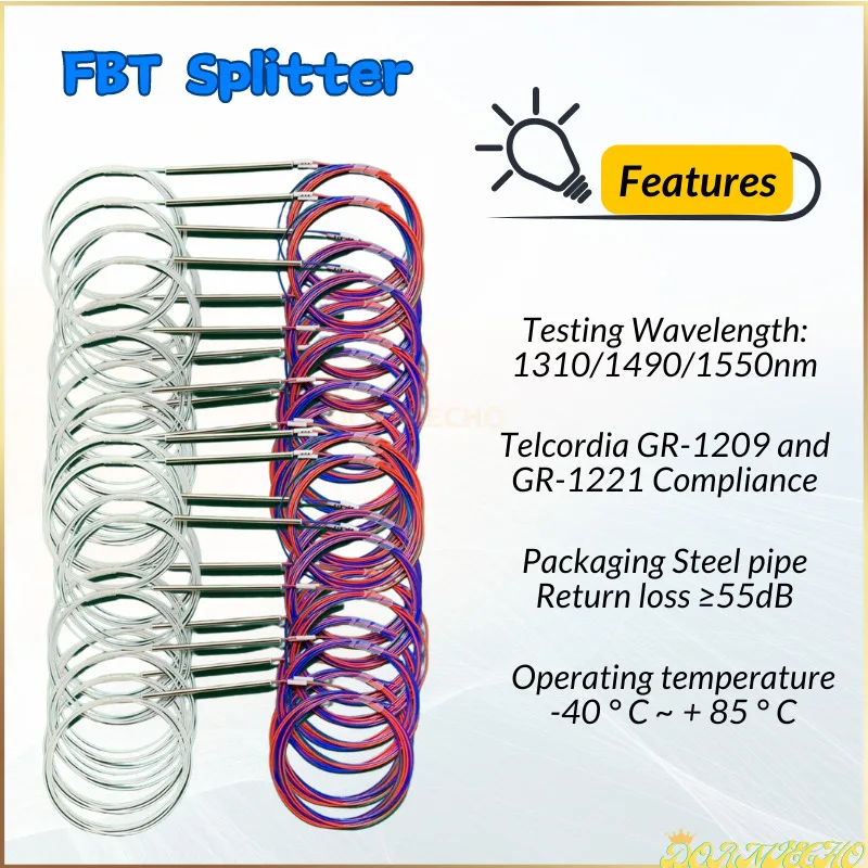 10 шт. FBT без разъемов распределитель оптического волокна 1x2 0,9 мм 10/90 20/80 30/70 40/60 50/50 разные типы несбалансированный соединитель