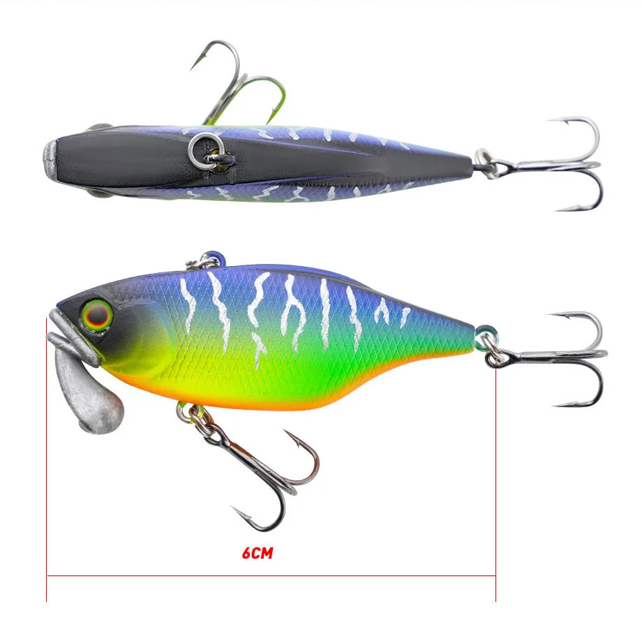Sinkender VIB Fischköder 60mm 18g Jigkopf Vibrationsköder Weitwurf-Wobbler Schwimmköder Angelköder für Forelle Hecht Hundehaifisch – Detail 2