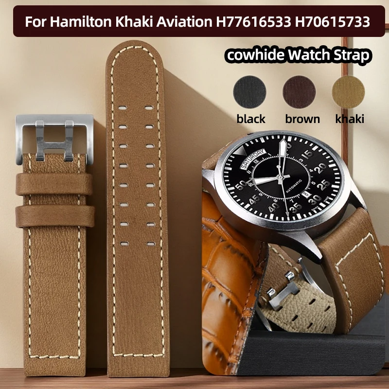 For Hamilton Khaki Aviation H77616533 H70615733 H77796535 series cowhide Watch Strap 20mm 22mm Men Watchband watch accessories