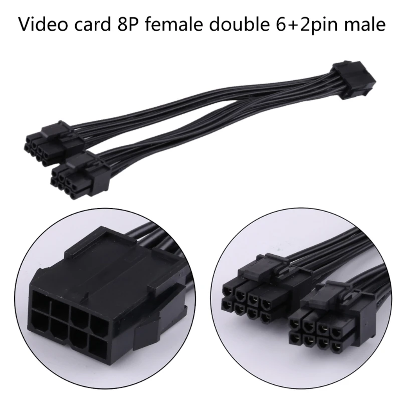 1 Piece 8Pin Female to Dual 8Pin male Cable Adapter 20cm CPU 8Pin To PCIE 2X 8Pin (6+2) Graphics Video Card Power Splitter Cable