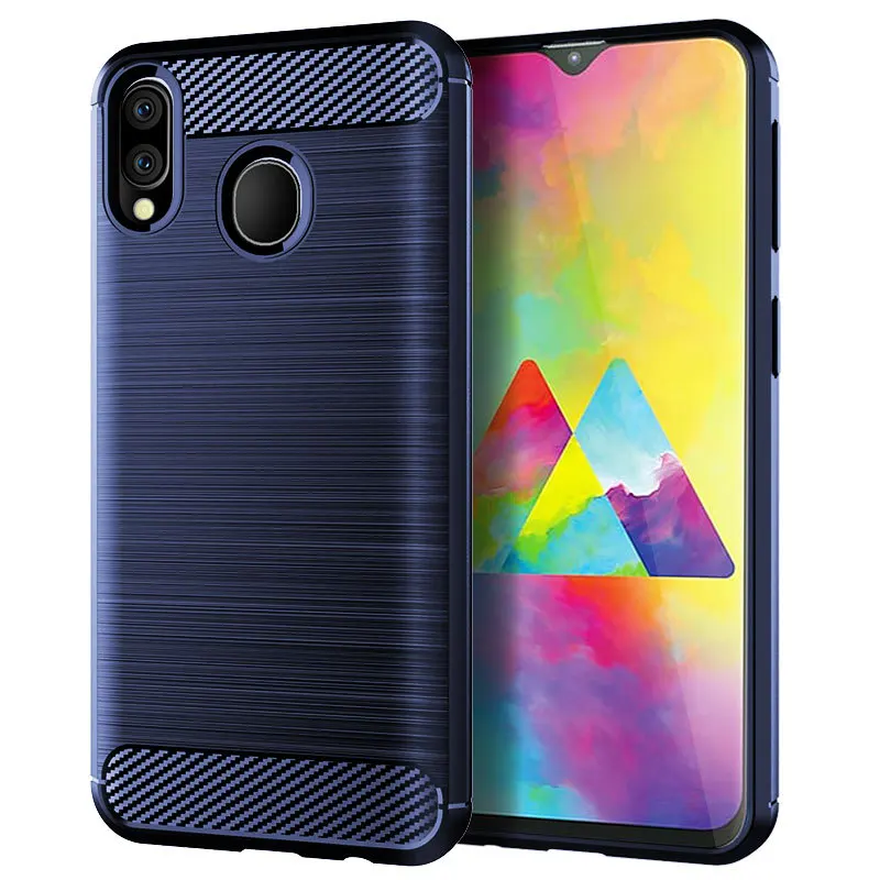 Soft TPU Armor Case For Samsung Galaxy M20 Texture Shockproof Bumper Silicone Case for Galaxy M20 Soft Smart Phone Back Cover