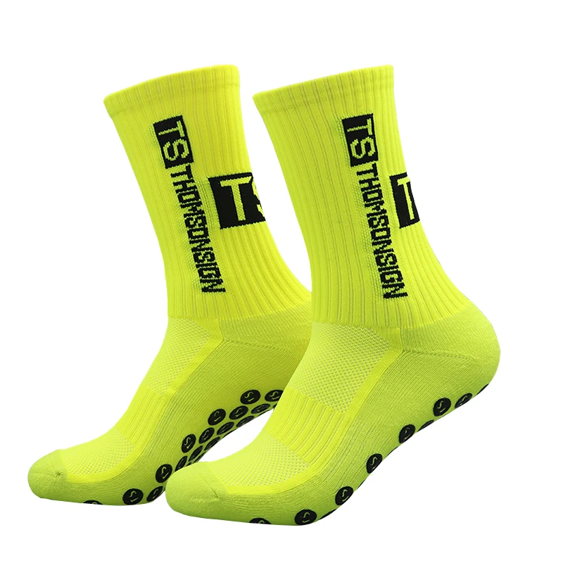 4 쌍 남성용 미드 카프 미끄럼 방지 스포츠 양말 미끄럼 방지 따뜻한 축구 사이클링 축구 양말 EU38-45 스포츠 팬용
