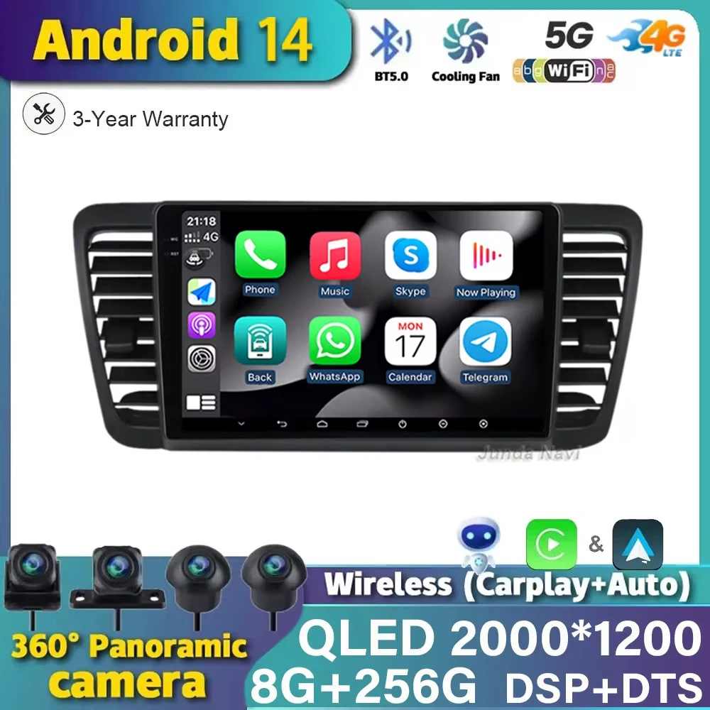 

Автомагнитола, мультимедийный проигрыватель на Android 14 для Subaru Outback 3 Legacy 4 2003-2009 Carplay, стерео, видеоплеер, GPS-навигация, камера 360 BT