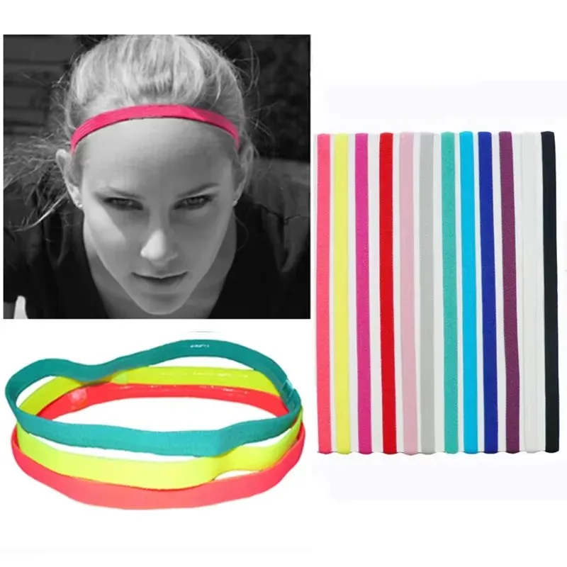 5/10Pcs Candy Color Women Men Yoga Hair Bands Sports Headband Girls Sport Anti-Slip Elastic Rubber Sweatband Football Running