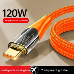 Przewód 120W 6A USB do typu C do szybkiego ładowania kabla do Xiaomi 12 Redmi Note 11 Samsung S22 S21 Huawei Type-c ładowarka