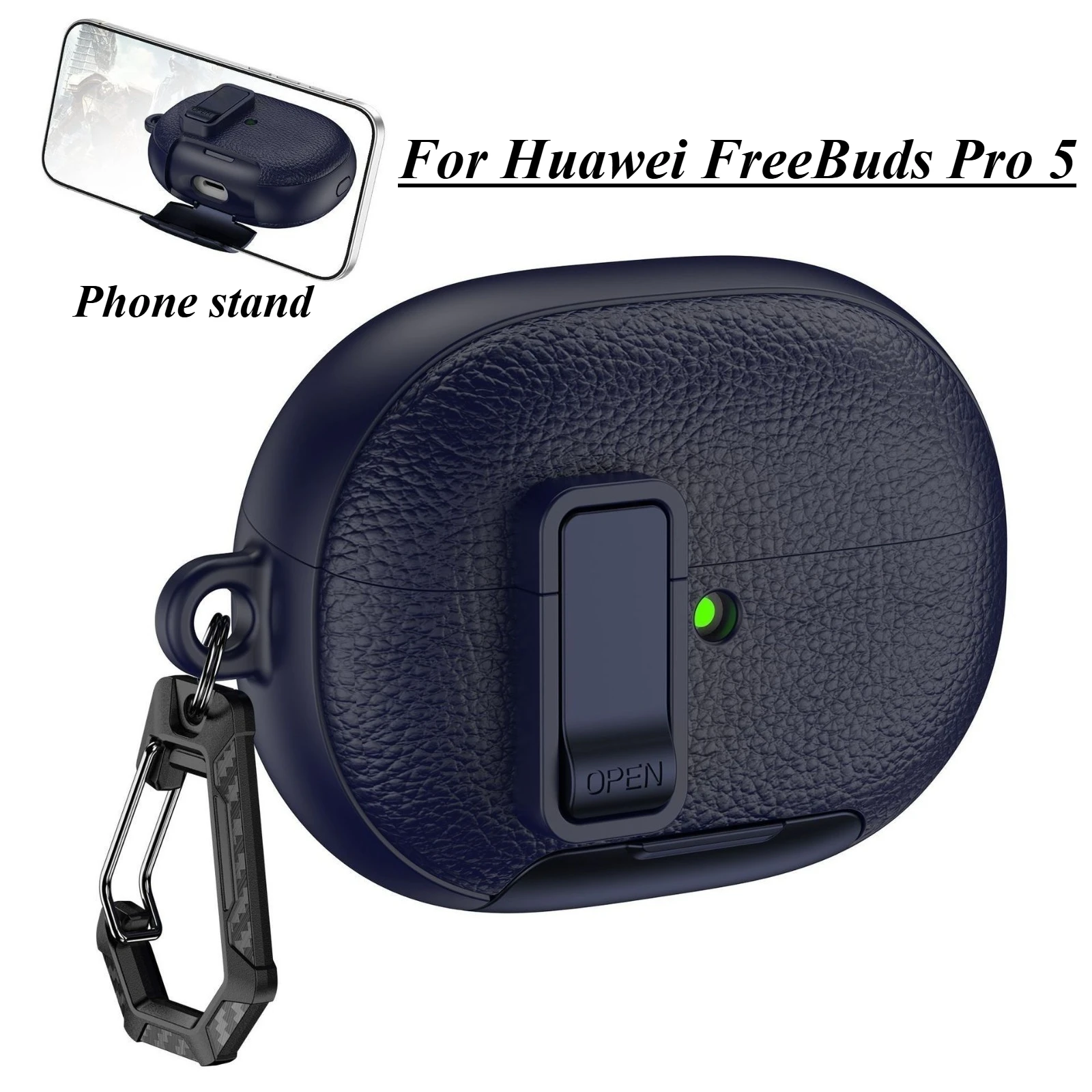 With Phone Stand Case For Huawei FreeBuds Pro 5 Chinese Version Headphones Shockproof Protective Cover Leather Switch Lock