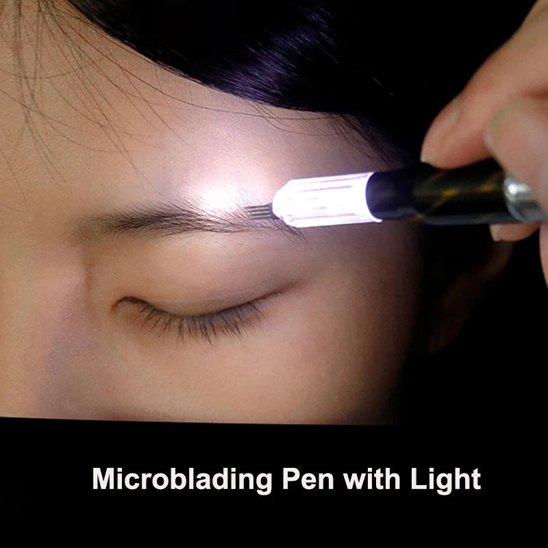 Microblading Tattoo Accessories Professional Permanent Makeup Manual Pen with LED Light for Micro Eyebrow Lip Hand Tools Supply