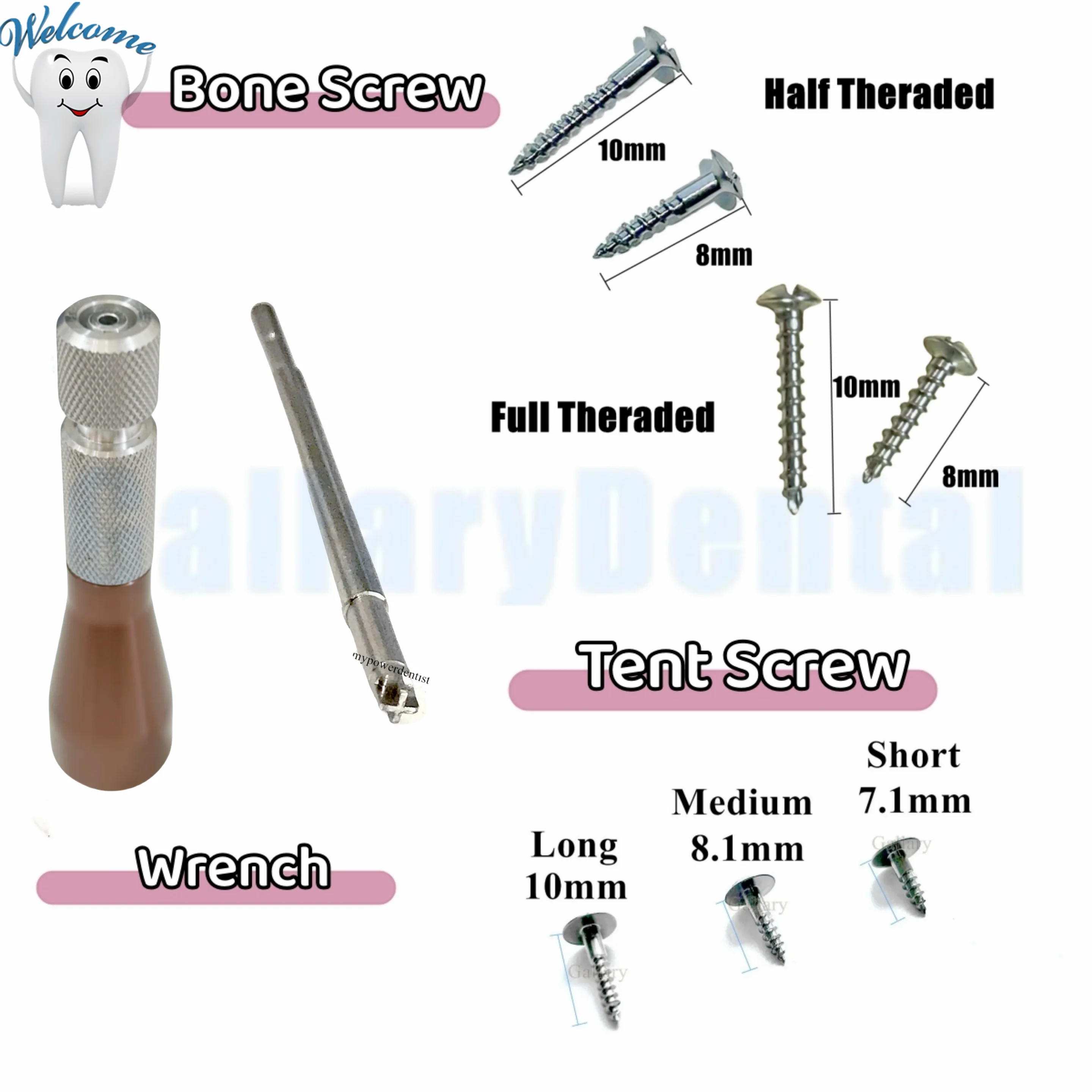 

Dental GBR Bone Membrane Tacks/Guided Bone Tent Screw Long/Short/Screw Wrench