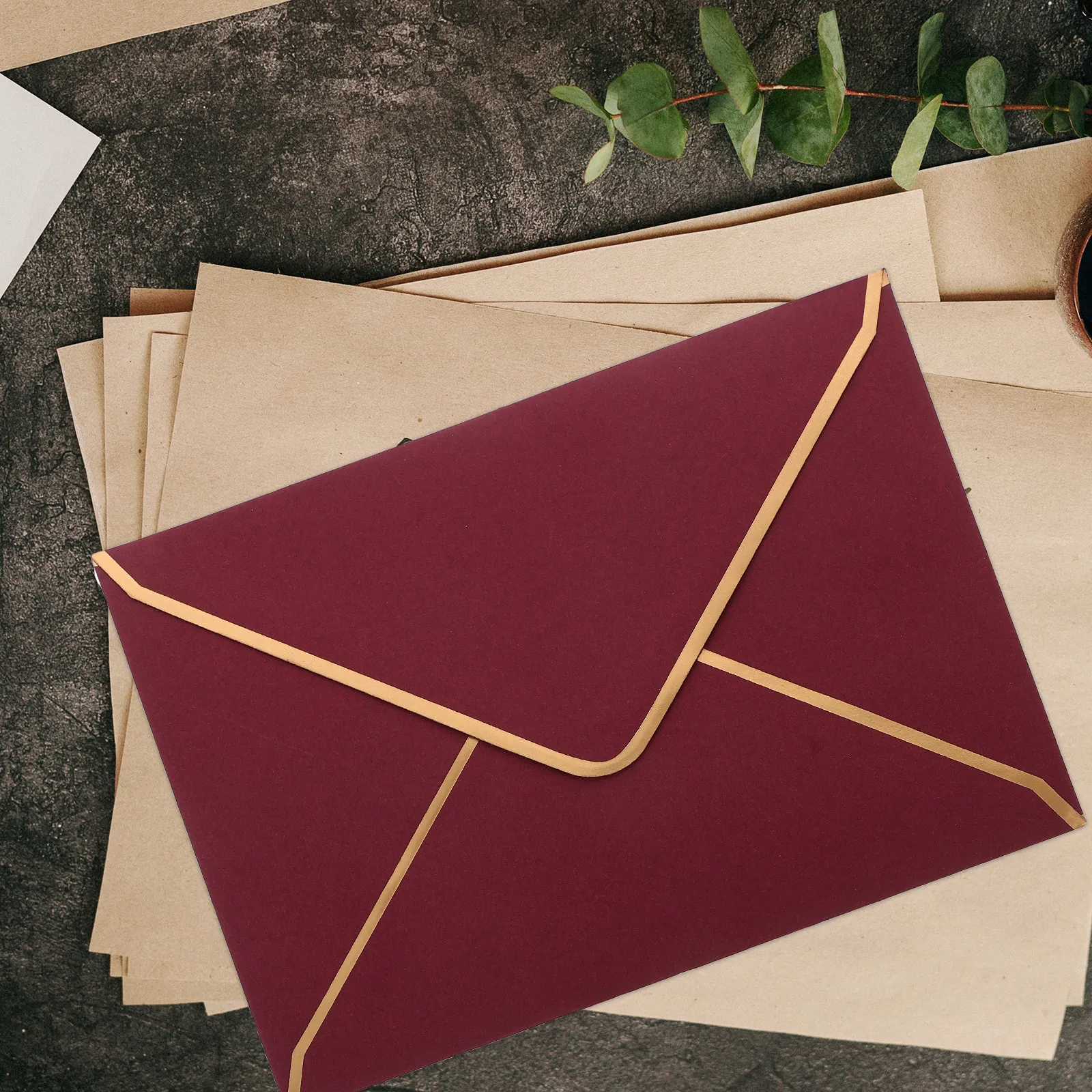 

10Pcs Business Invitation Envelopes Solid Color Simple Style for Wedding Cards Letter Writing Stationery Envelope