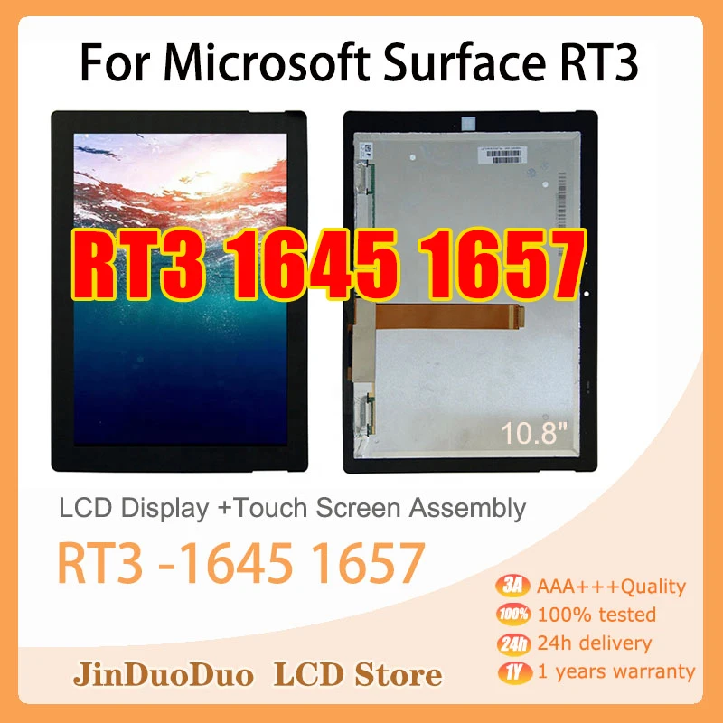 

10.8"Original For Microsoft Surface RT3 1645 LCD Display Touch Screen Digitizer For Microsoft 2 RT3 1657 Display Replacement