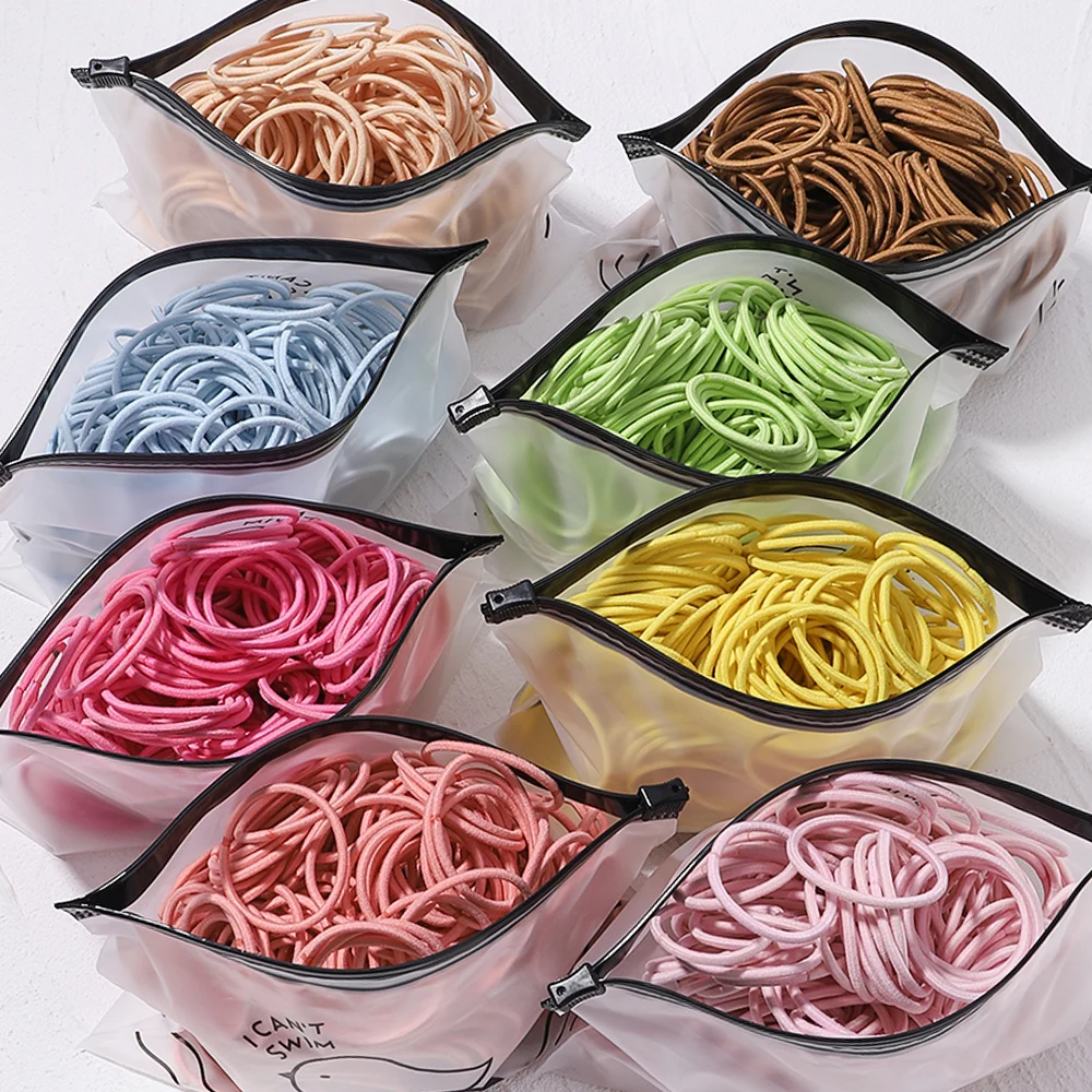 50Pcs Girls Candy Color Hair Bands 3.8cm Elastic Rubber Band Hair Band Children Ponytail Holder Bands Baby Hair Accessories