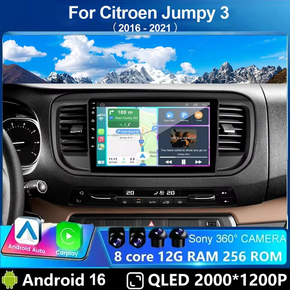 Car Radio Android 16 Carplay For Citroen Jumpy III 3 SpaceTourer 1 For Peugeot Expert 3 2016 2017 2018 - 2021 Multimedia Player
