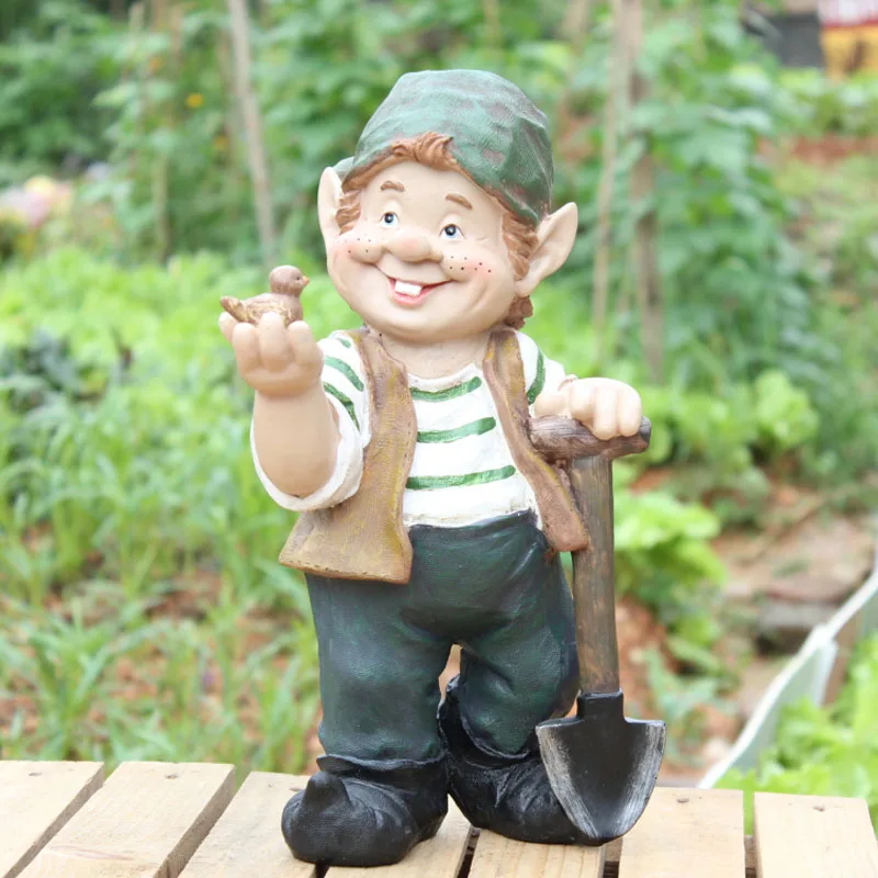 

American Cute Cartoon Elf Doll Resin Ornaments Garden Layout Balcony Sculpture Decoration Outdoor Courtyard Figurines Adornments