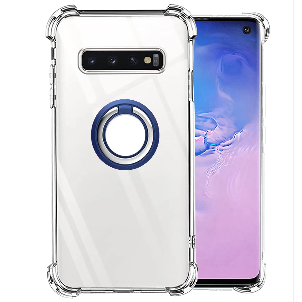 Ring Holder Reinforced Corners Soft TPU Clear Shockproof Case For Samsung Galaxy S10 Lite 5G S10e S10+ Plus