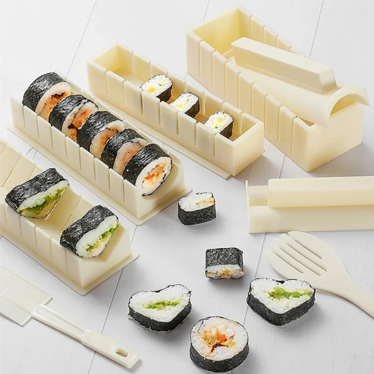 DIY fabricante de sushi y molde circular de arroz molde de pastel japonés amor/círculo/molde cuadrado herramienta de fabricación de sushi
