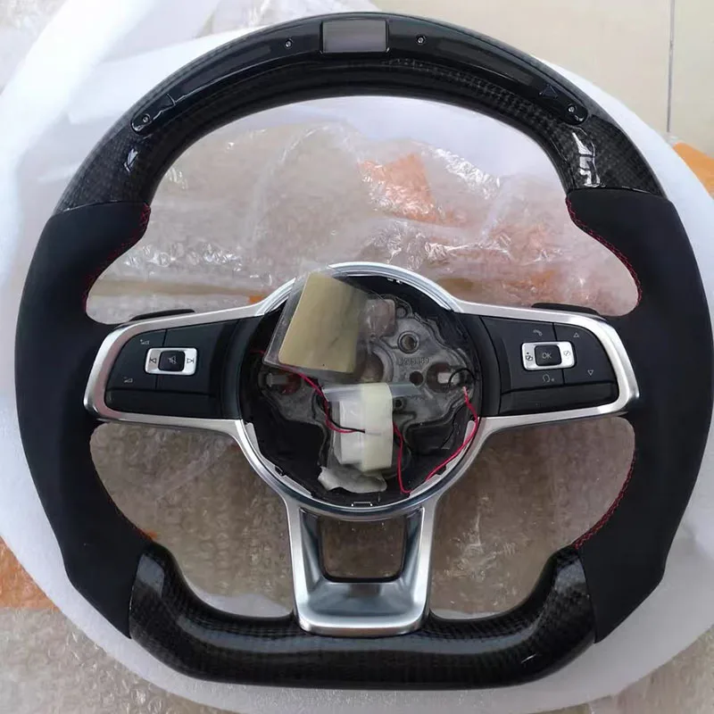 Car Steering Wheel Golf8 Mk7 Mk8 Gti 7r Steering Wheels Volant Carbon Fiber LED Steering Wheel Accessories For Volkswagen Golf 8