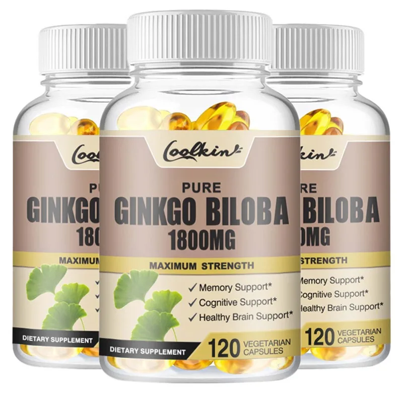 Ginkgo Biloba Capsules 1800mg - Supports Brain Health, Enhances Memory, Concentration, Cognitive Function, and Improves Vision