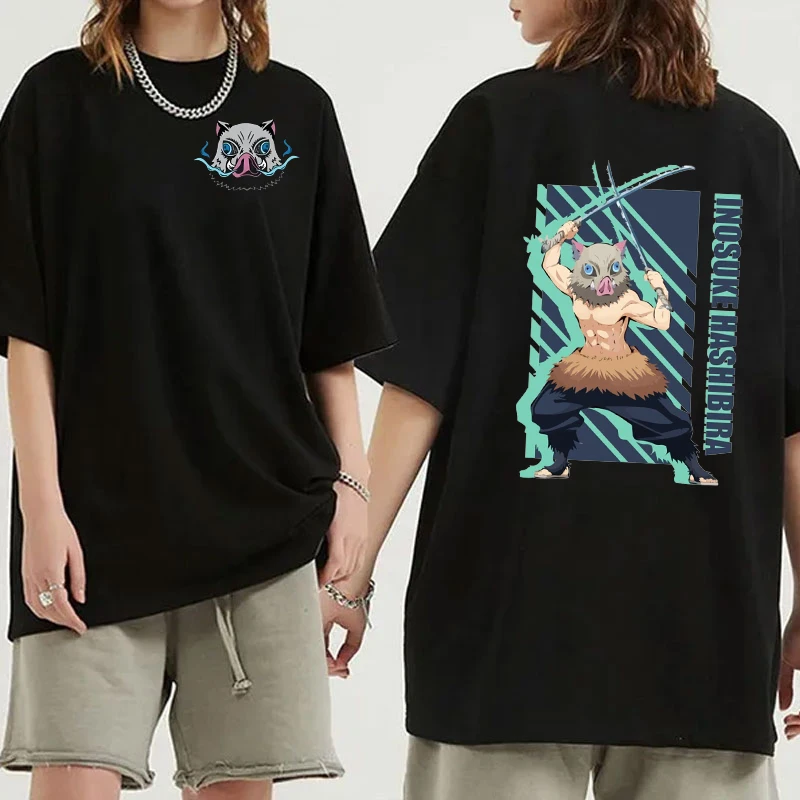 

Fashion Hashibira Inosuke Print T-Shirt Casual Short Sleeve Anime Graphic Tee Shirt Women Men Unisex Loose Harajuku T Shirt Top