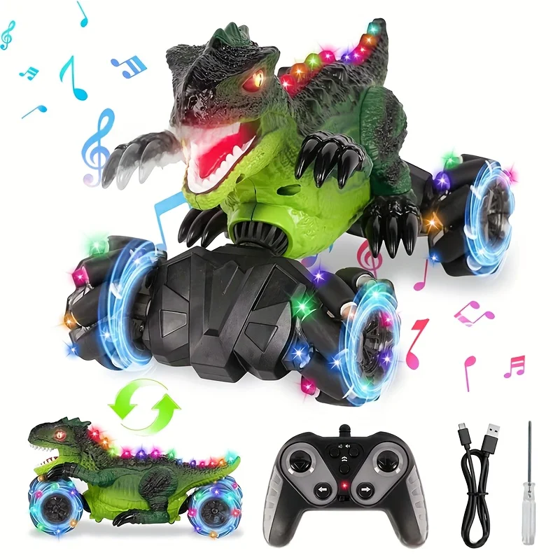 Dinosaurusauto met afstandsbediening, stuntracespeelgoed, 2.4G RC, binnen- en buitenspel