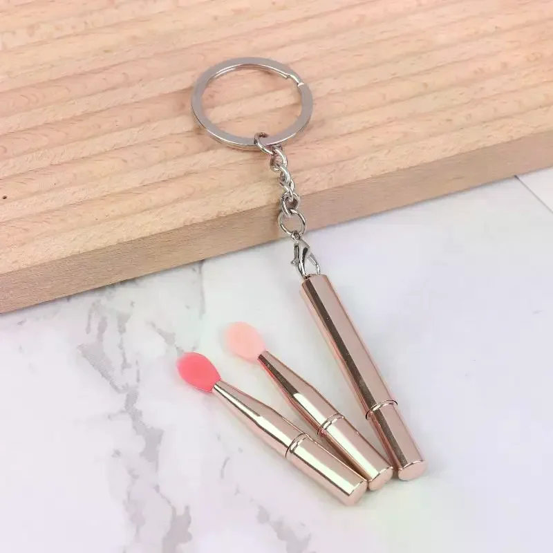 1pc portátil escova labial de silicone com chaveiro macio multifuncional aplicador de bálsamo labial batom lipgloss pincéis de maquiagem