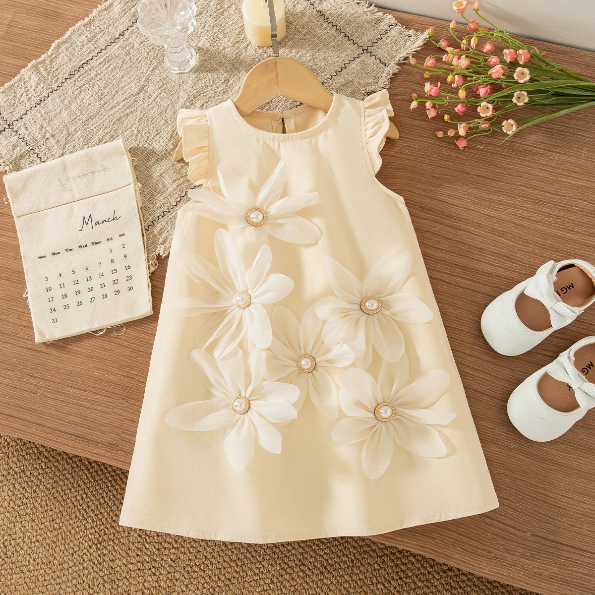 9 Months To 4 Years Summer New Baby Girl Dress Sweet Flower Sleeveless Baby Girl's Birthday Princess Dress Children's Clothing