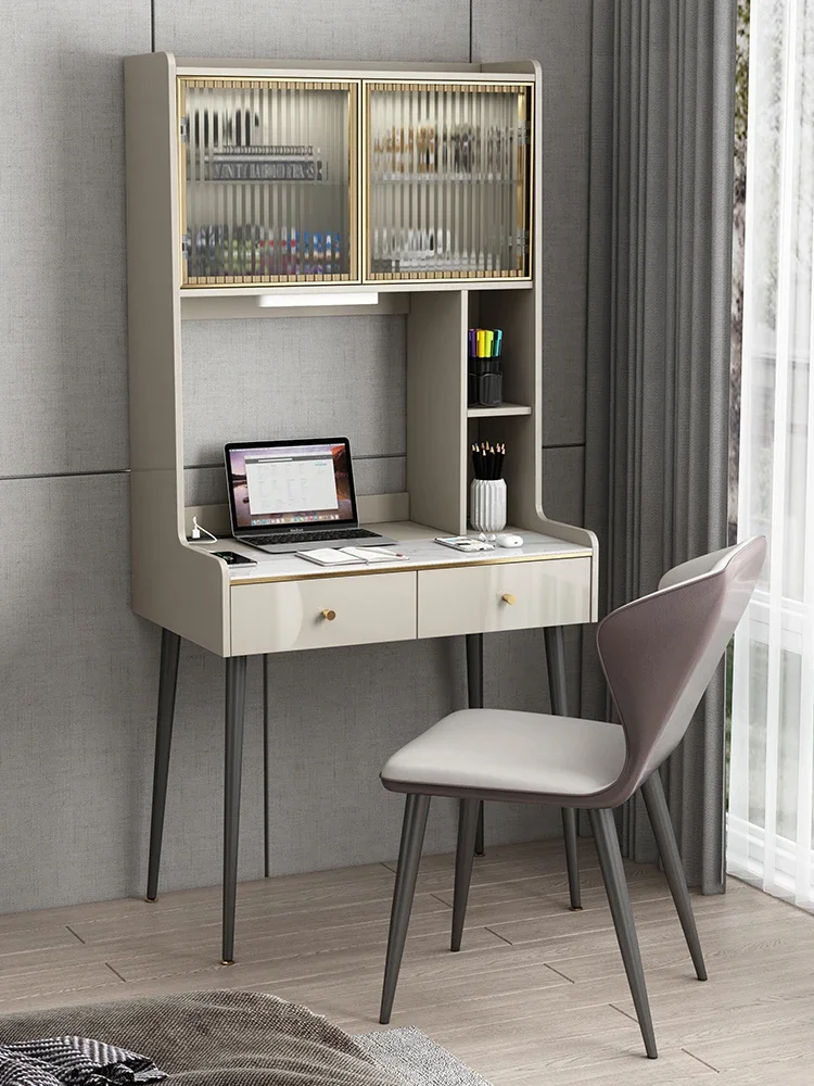 

Light luxury solid wood desk, modern simple computer desk, bedroom slate desk, bookshelf in one