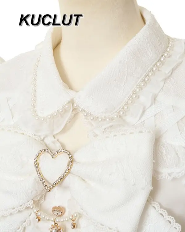 Japanese Mine Off-the-shoulder Big Bow Short-sleeved Shirt Women Blouse Spring Summer New Lace Splicing Cute Girl Lolita Shirts
