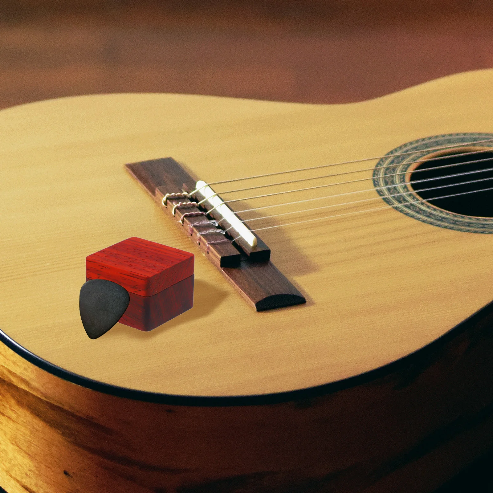 

Guitar Pick Organizer Wood Storage Box Beautiful Appearance Safe Material Easy to Use Guitar Accessories Storage Box