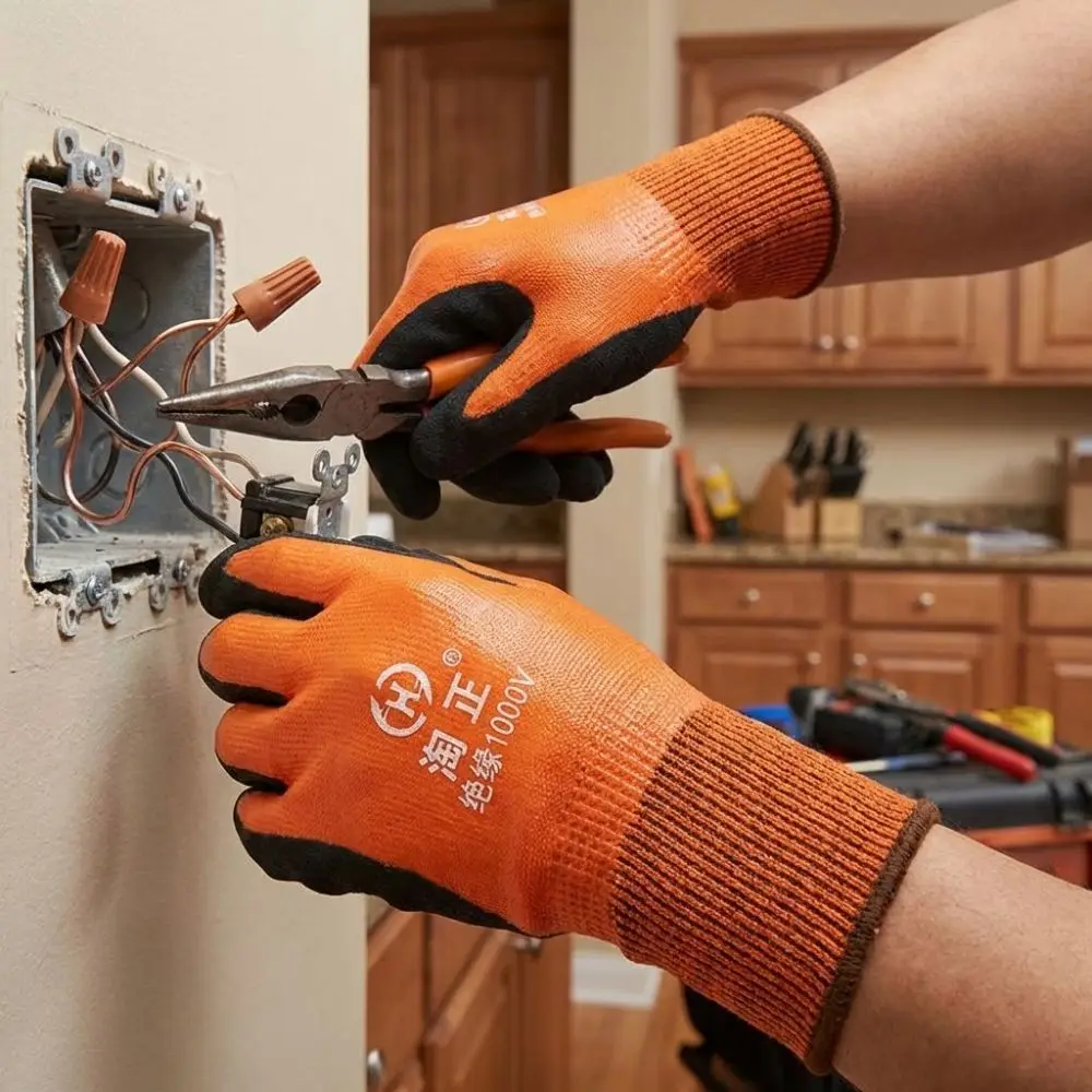 Withstanding Voltage 1000 V Electrician Insulating Gloves High Elasticity Rubber Safety Protective Gloves Anti Slip Anti-shock