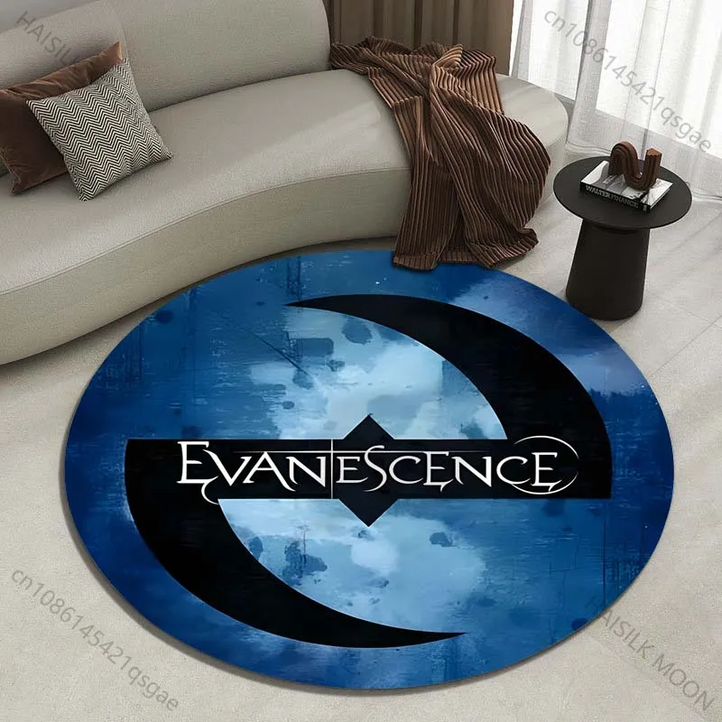 Black emblem design on blue background Printed round carpet living room sofa table carpet large pet mat soft round carpet