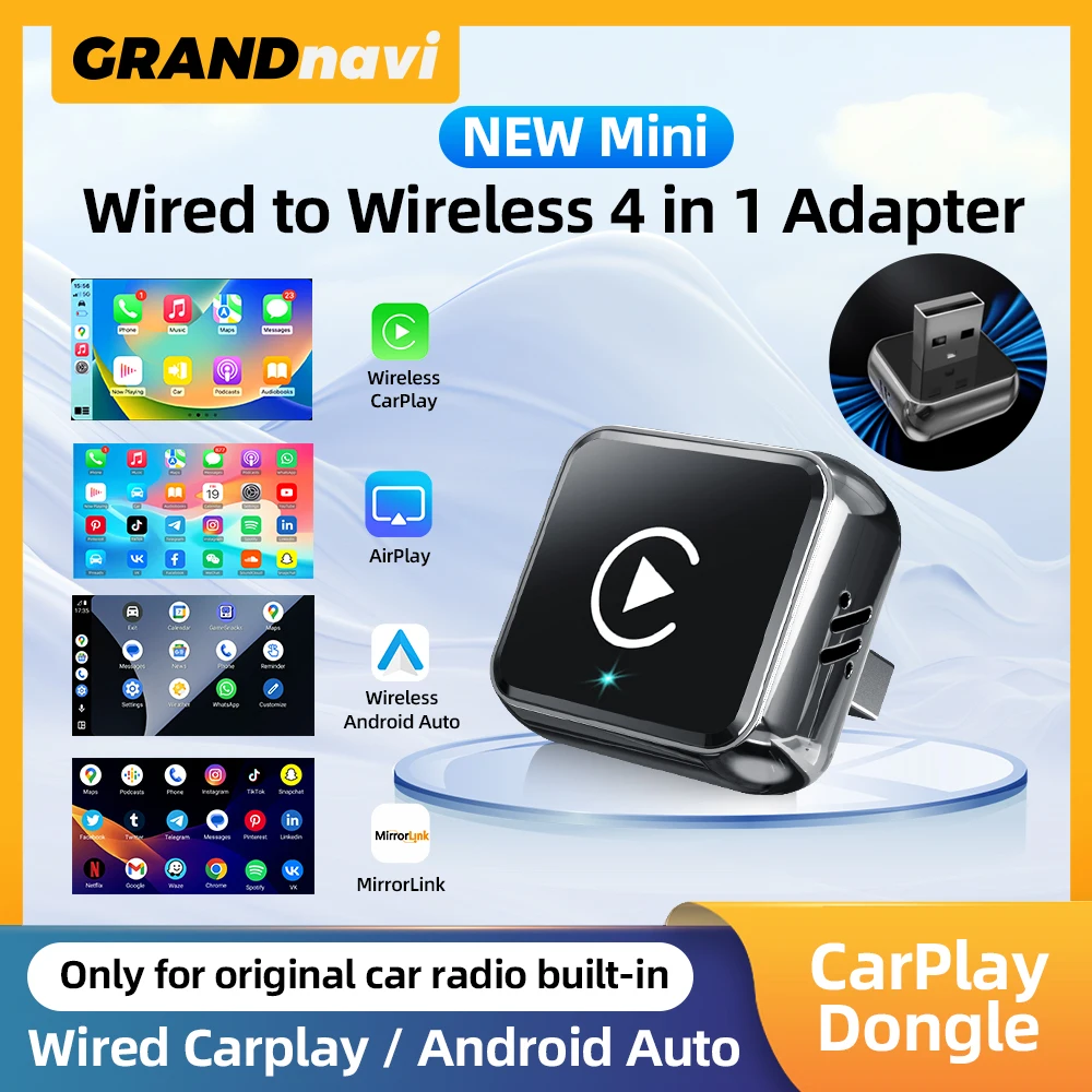 4IN1 Dongle Wireless CarPlay Android Auto Airplay Mirrorlink Wired to Wireless For Audi Toyota VW Peugeot Honda Ford Benz KIA