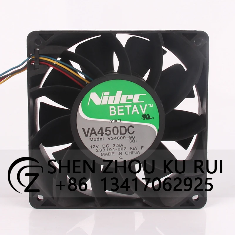 V34809-90 Case Cooling Fan for NIDEC 24V 48V DC12V 3.3A EC AC 120X120X38MM 12CM 12038 Centrifugal Exhaust Industrial Axial Flow