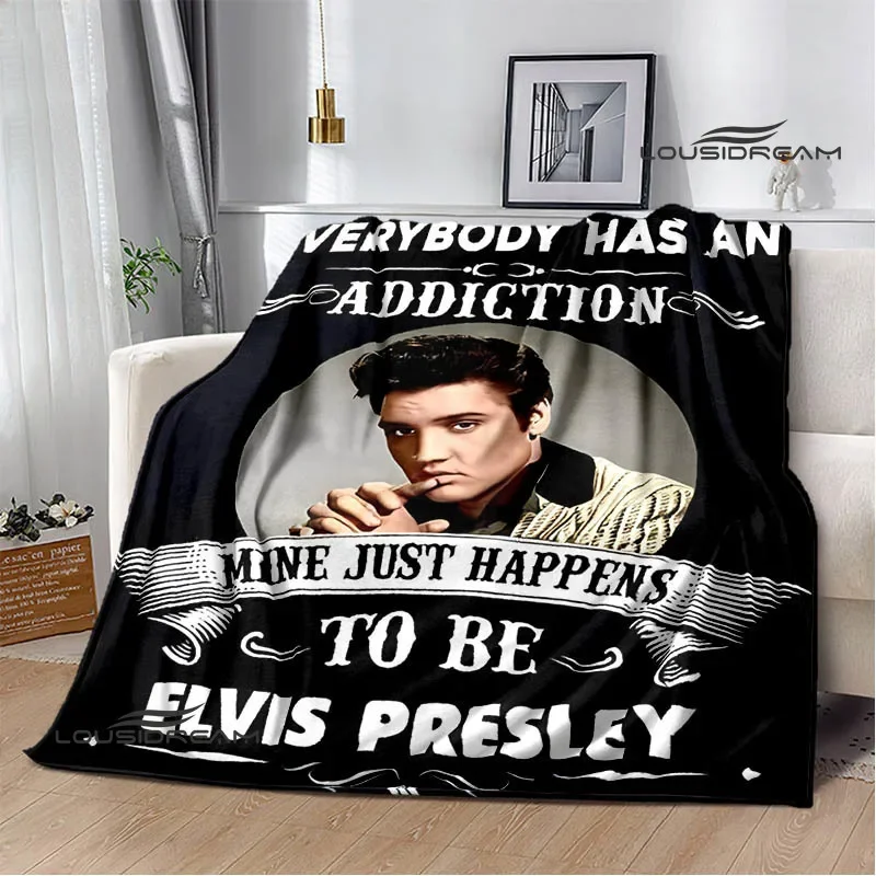 E-Elvis Presley 레트로 프린트 담요, 침대용 피크닉 담요, 플랜지 담요, 부드럽고 편안한 담요, 생일 선물