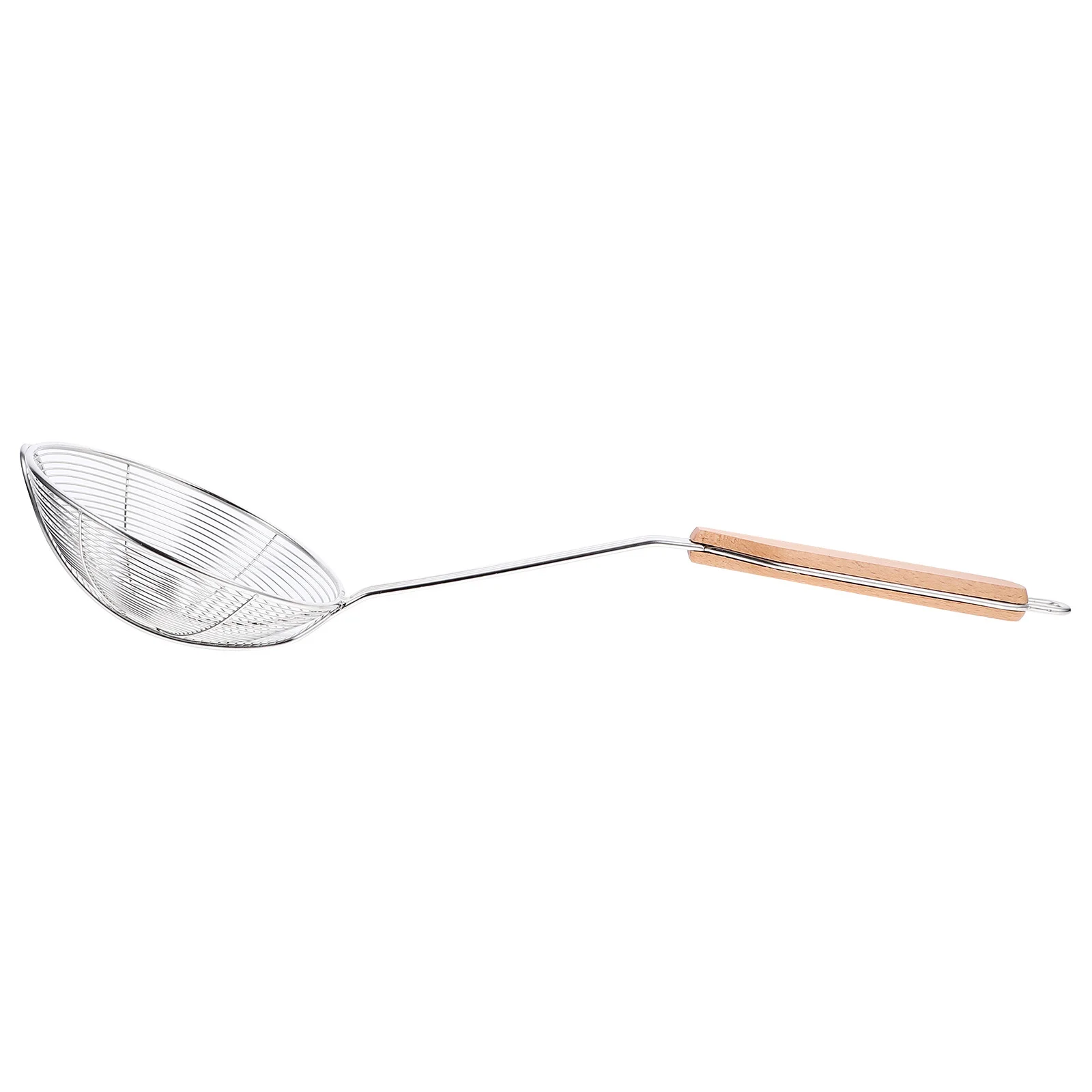 

1Pcs Wooden Handle Skimmer Stainless Steel Cooking Frying Strainer Skimmer Kitchen Tool Heat Resistant