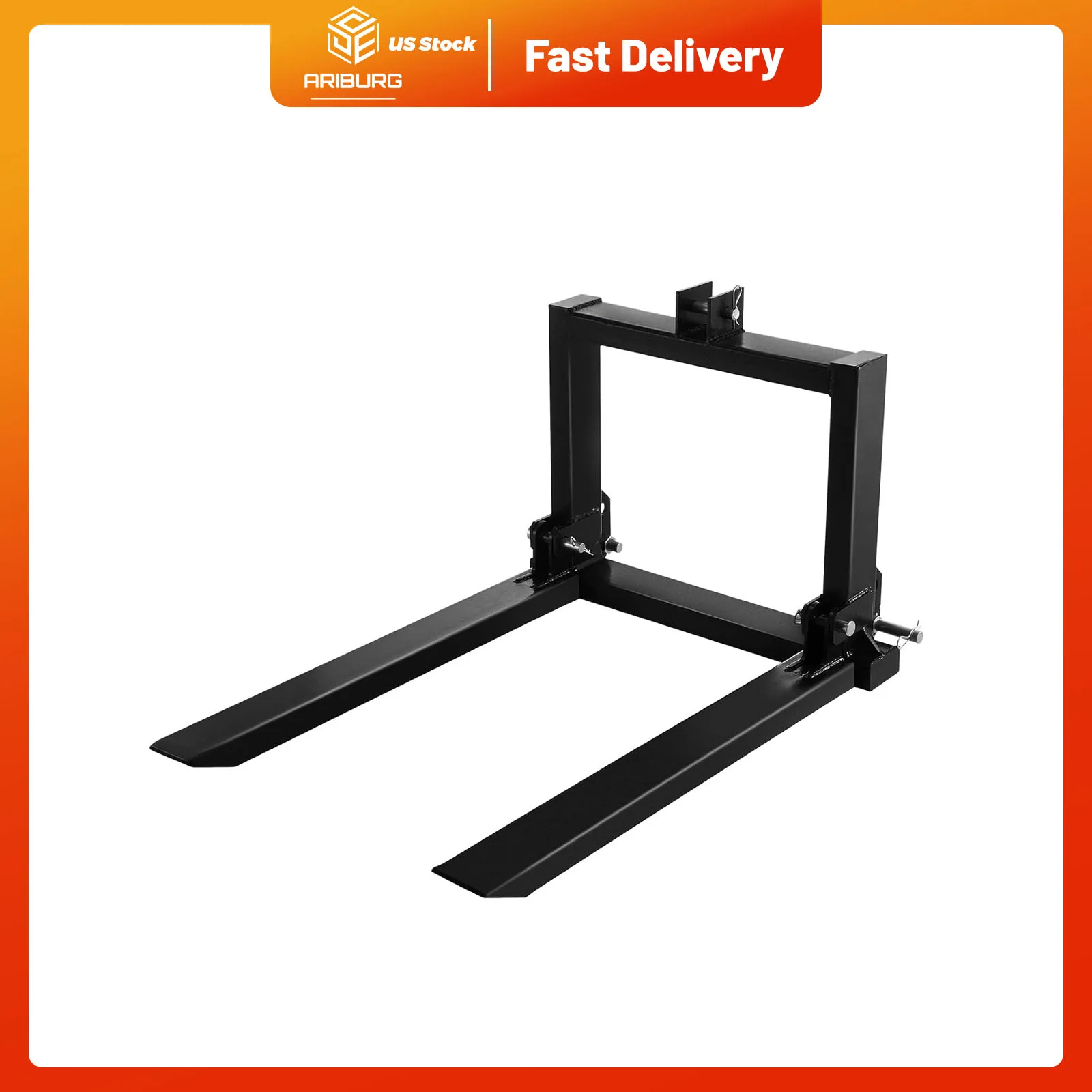 3Point Hitch Pallet Fork 2000lbs Tractor Pallet Forks 41'' Quick Hitch Attachments for Category 1 or 2 Tractor Skid Steer Loader