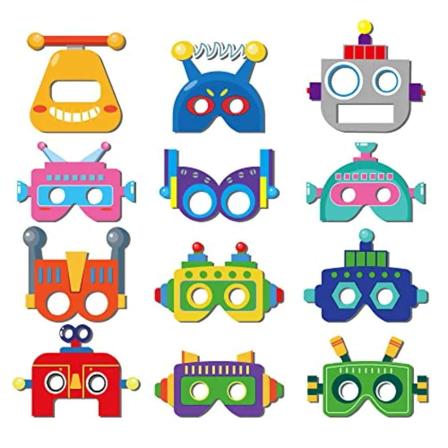 12 Pack Robot Paper Masks Party Supplies