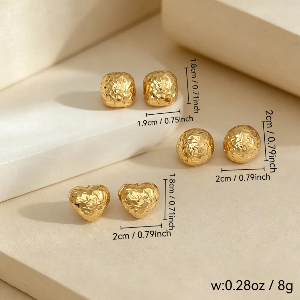 European and American Style Hammered Metal Earrings, Gold and Silver Irregular Geometric Earrings