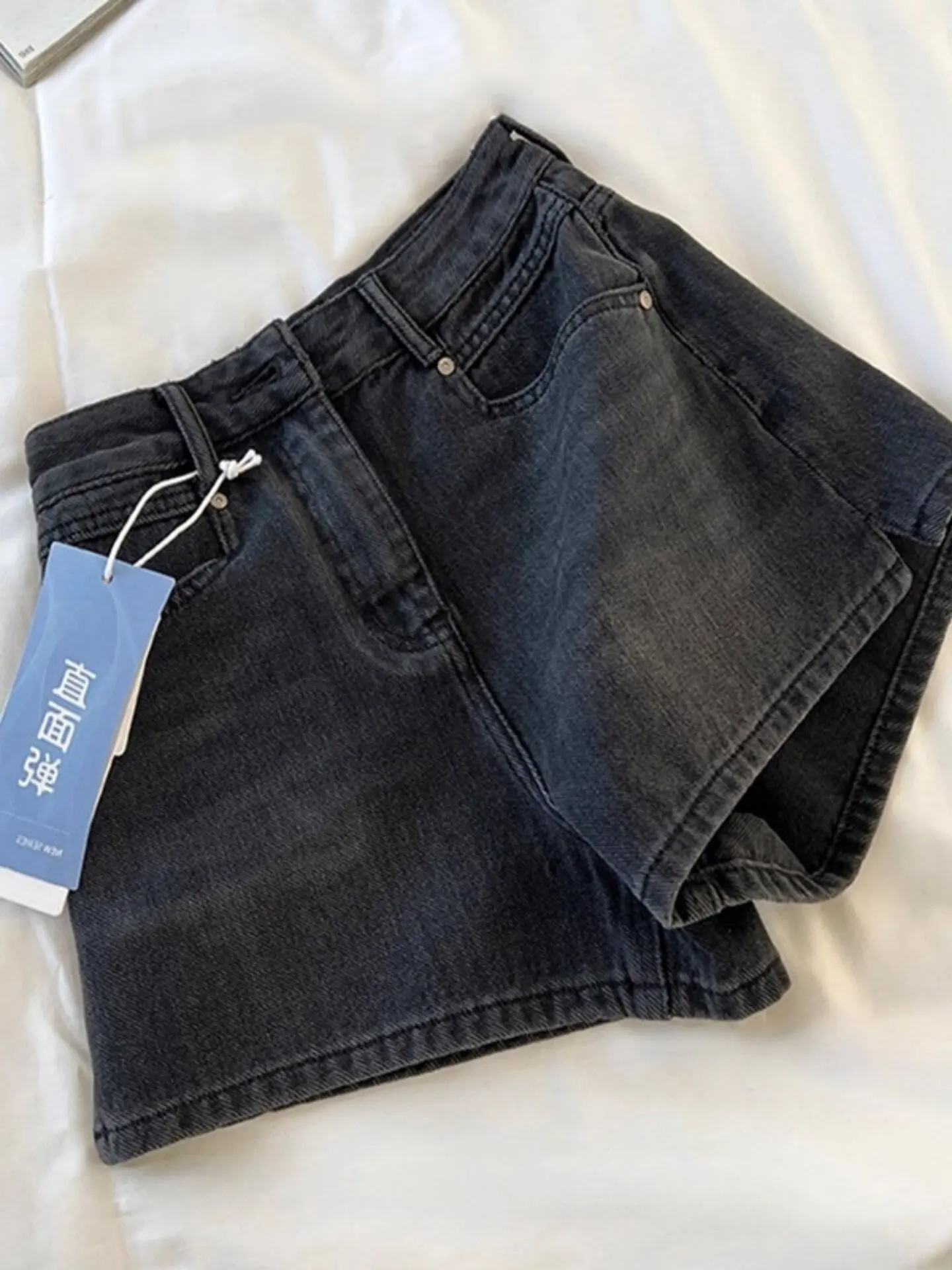 High Waist Wide Leg Short Jeans Women's Summer Thin High Waist Side Slit A-Line Shorts Trendy Cotton Denim Breathable Comfort...