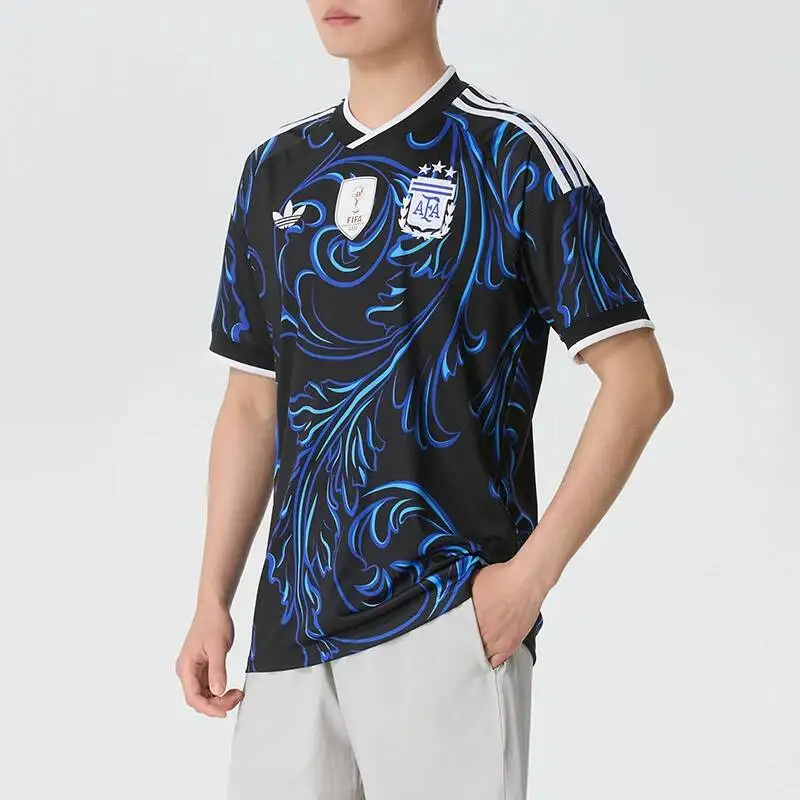 New Adidas T-Shirt Men's Fan Version Football Short-Sleeved Jersey Running Fitness Quick-Drying Breathable Sportswear Jm8395