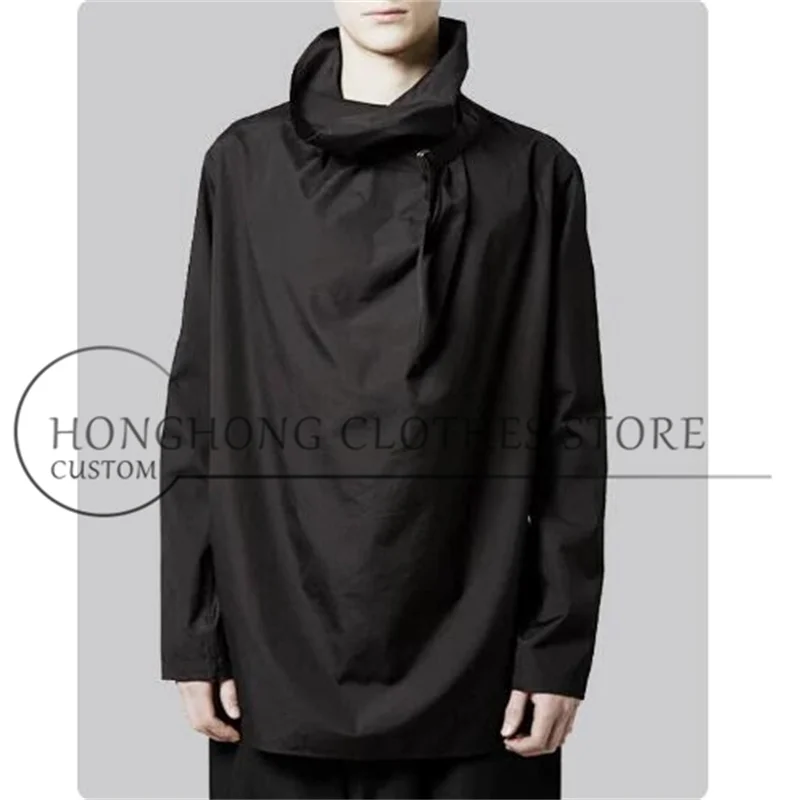 2026  Original design three-dimensional cutting men's and women's pullover shirts, long-sleeved pleated high-necked shirts