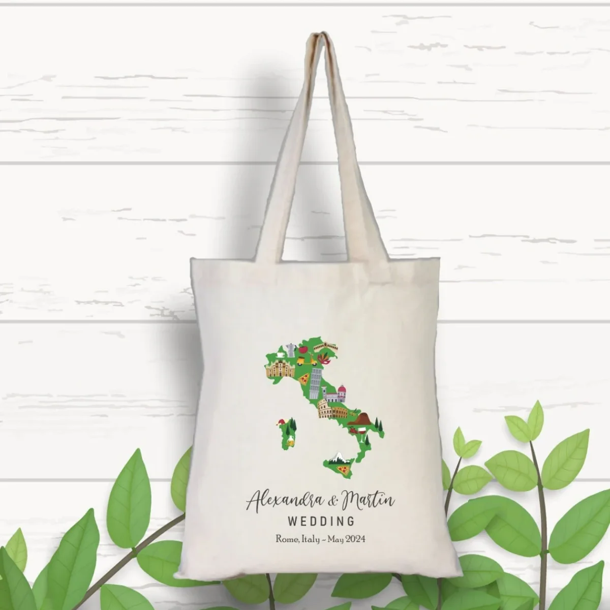 Italy Map Wedding Welcome Tote Bag, Italy Bachelorette Party Tote, Destination Wedding, Bridesmaid Gift Custom Tote Bag, Wedding